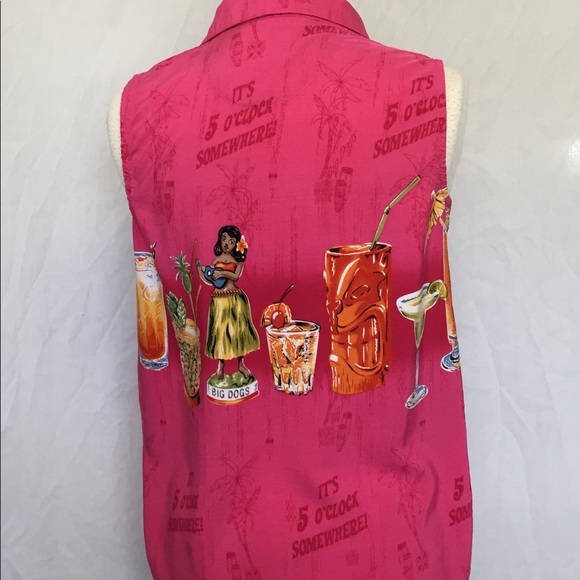 2 Vintage Big Dog Hawaiian Drinking Shirts Sz Med - Picture 7 of 16